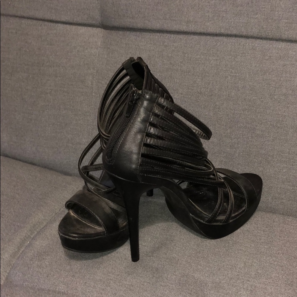 Black strappy heels
